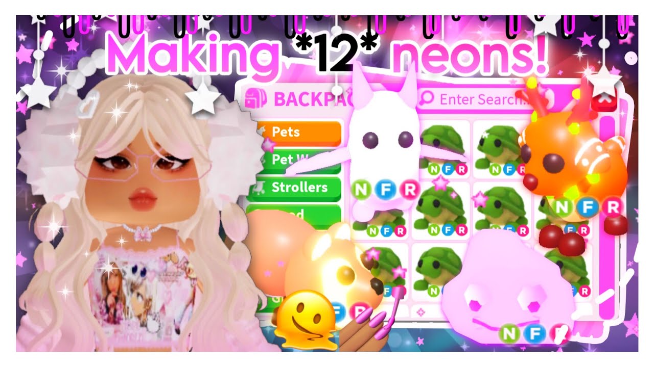 ✧˖° Making 12 NEONS in adopt me! 🫠💅🏽 | Adopt me 💞✭ |  🎀 ItsSahara♡ ༘*.ﾟ