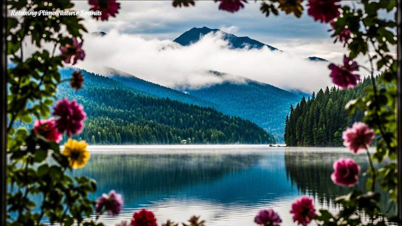 Relaxing Piano Music Mountain Lake - Soft Nature Ambience (1 Hours)