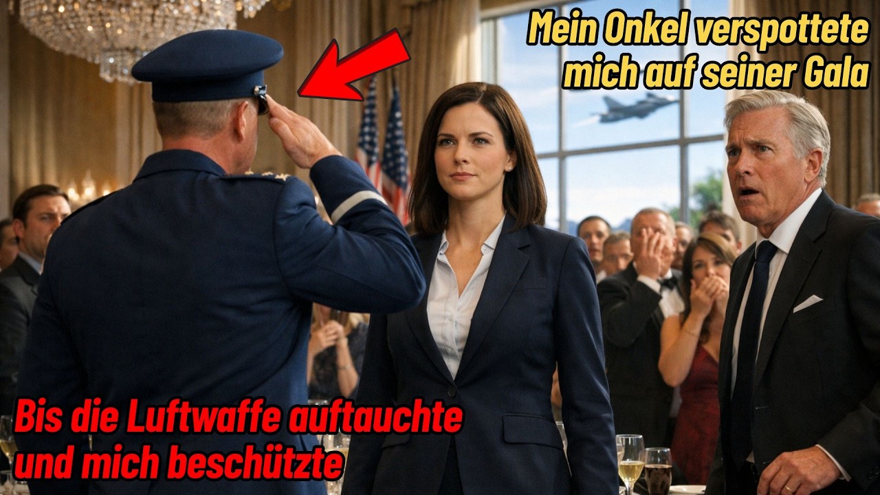 Mein Onkel verspottete mich auf seiner Gala – bis die Luftwaffe auftauchte und mich beschützte