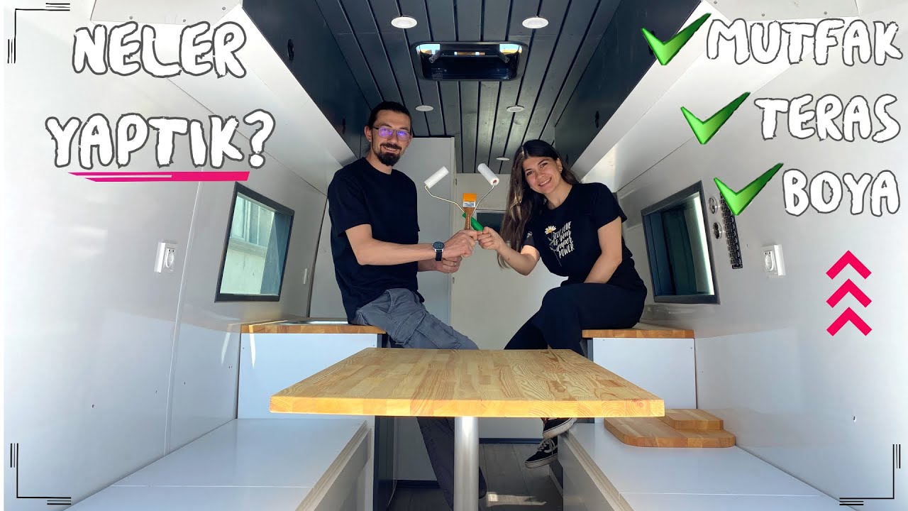 KARAVAN KENDİNİ GÖSTERDİ! Karavan Dekorasyon Boya - Teras - Mutfak Tezgah - Crafter KARAVAN YAPIMI 5