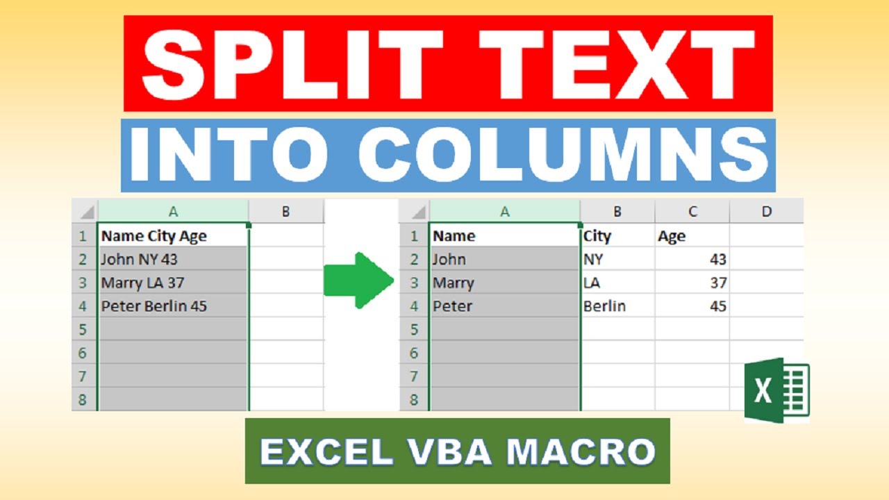 Макрос Excel VBA для разделения текста на столбцы
