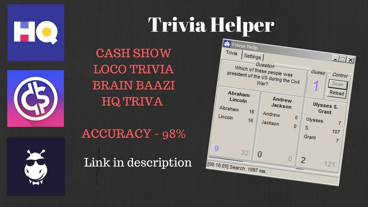 Hack for hq triva. Cash show bot. Loco trivia. Link in description