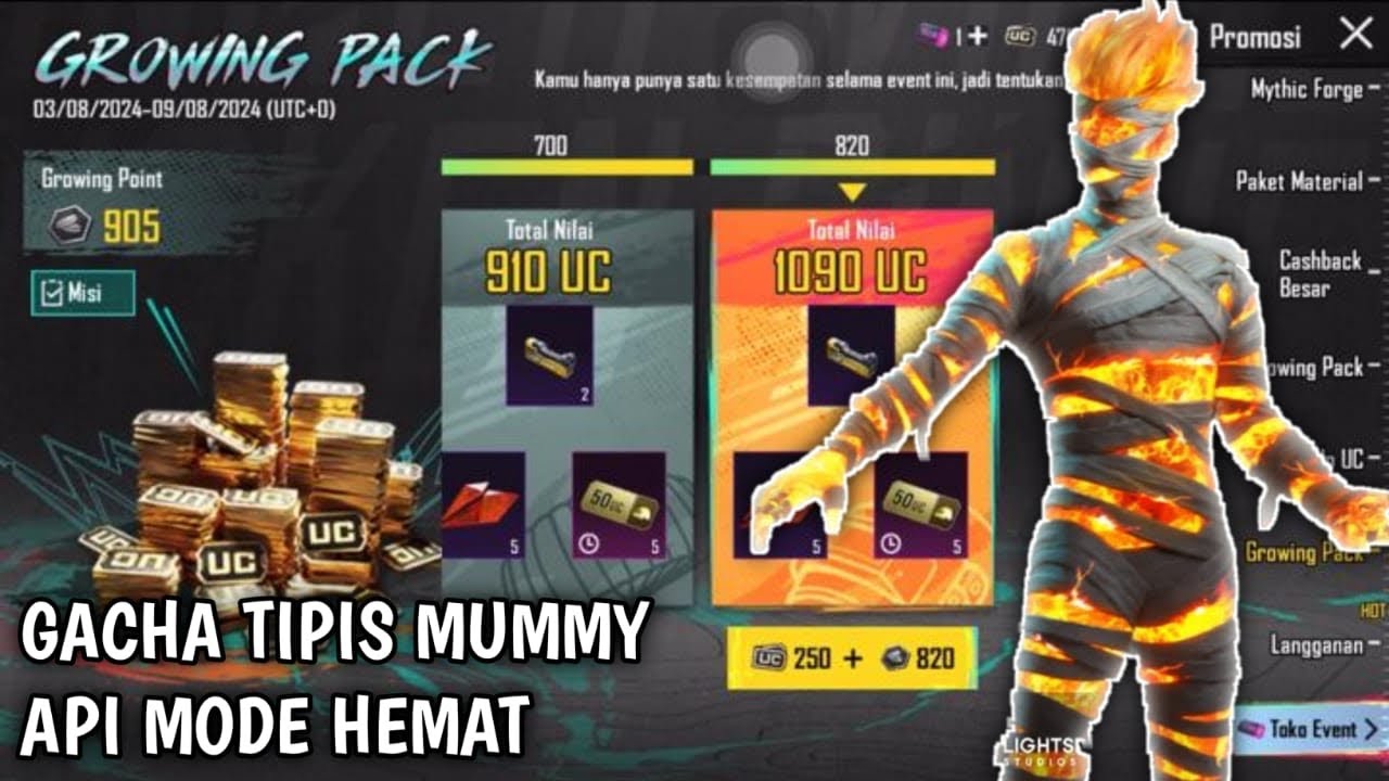 PENJELASAN GROWING PACK APAKAH WORTH IT UNTUK DI BELI ? GACHA TIPIS MUMMY API | PUBG MOBILE