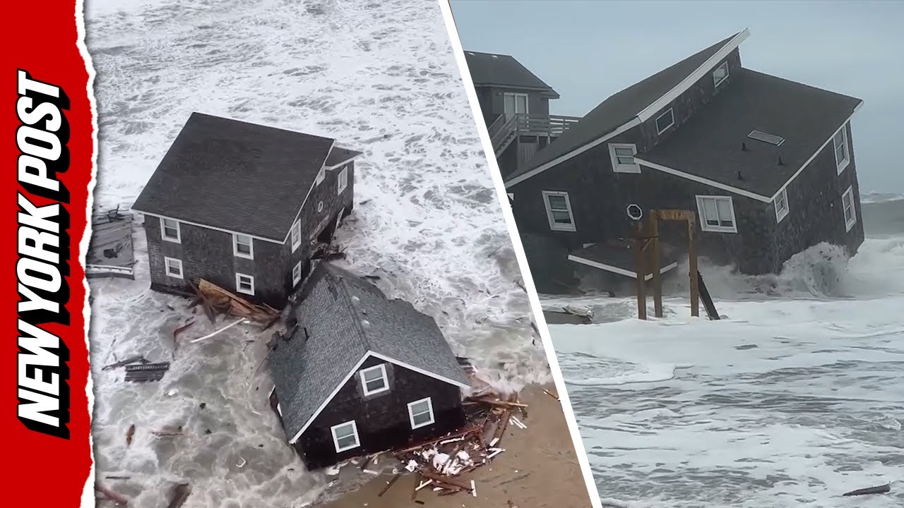 Dramatic Moment North Carolina Homes COLLAPSE into Ocean from Hurricane Winds