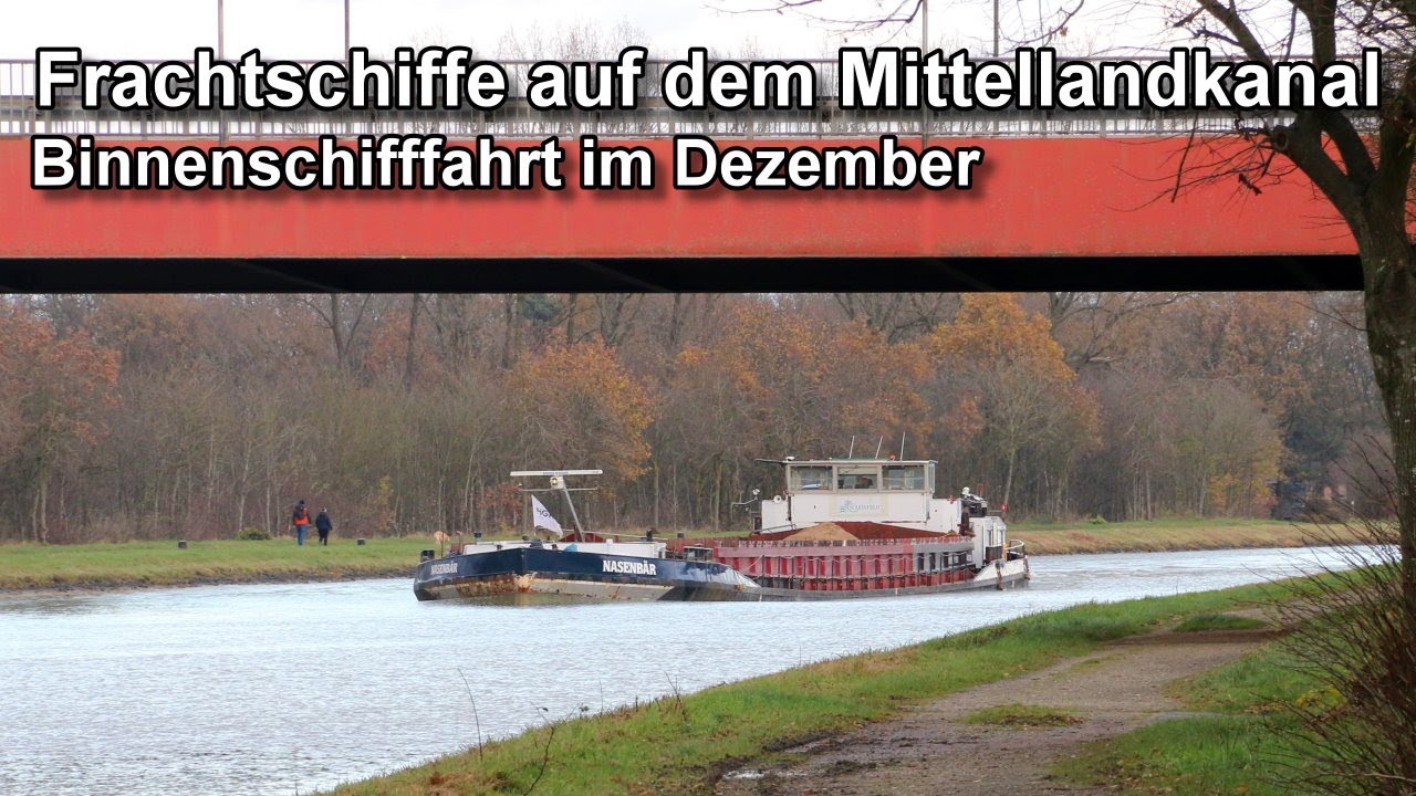 Frachtschiffe auf dem Mittellandkanal - Binnenschifffahrt im Dezember