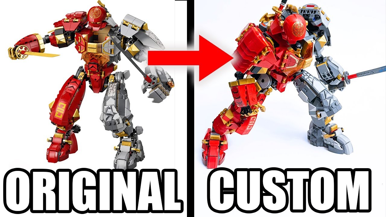 Custom LEGO Ninjago Fire Stone Mech with Working Knees and Movable Head Showcase