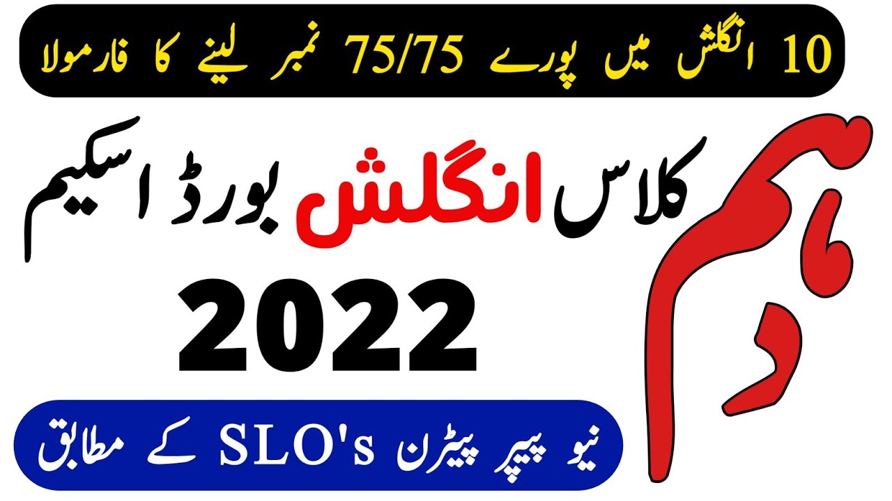 10th Class English Paper Pattern 2022 - English Scheme 10th Class 2022