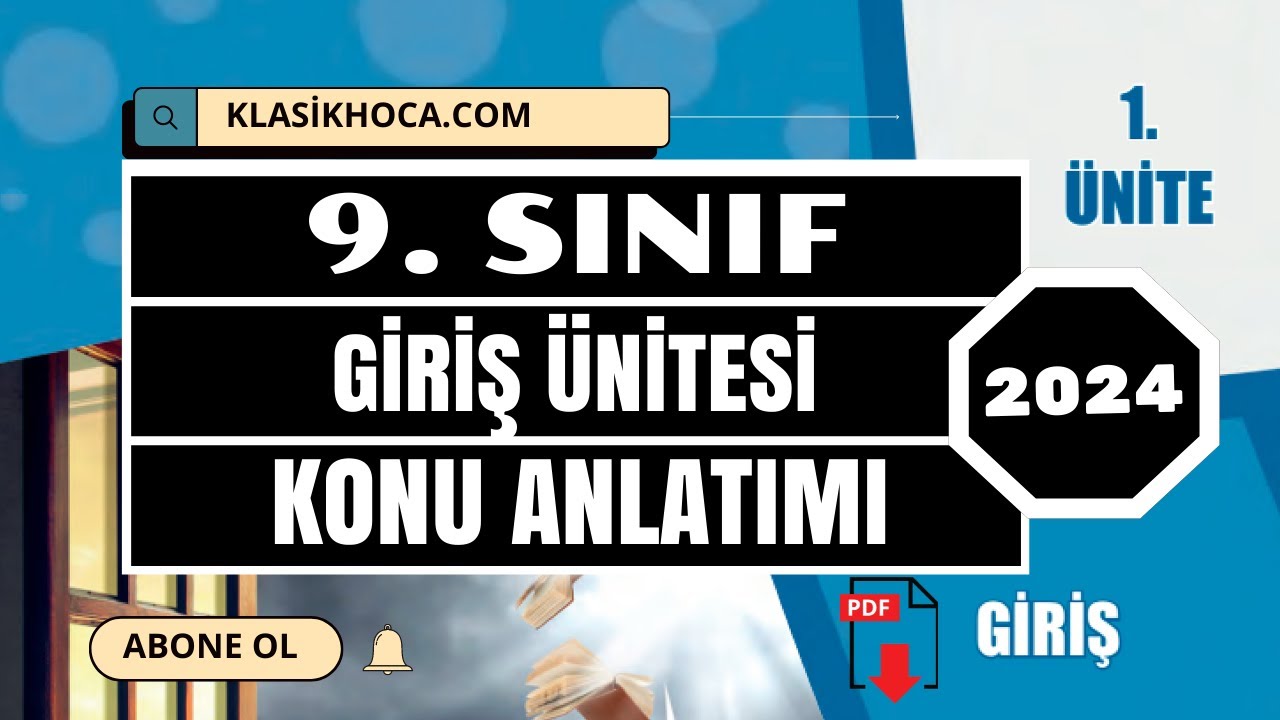9. Sınıf Edebiyat 1. Ünite Konu Anlatımı 2024 | Giriş Ünitesi | PDF Özet | #cemalhocaile