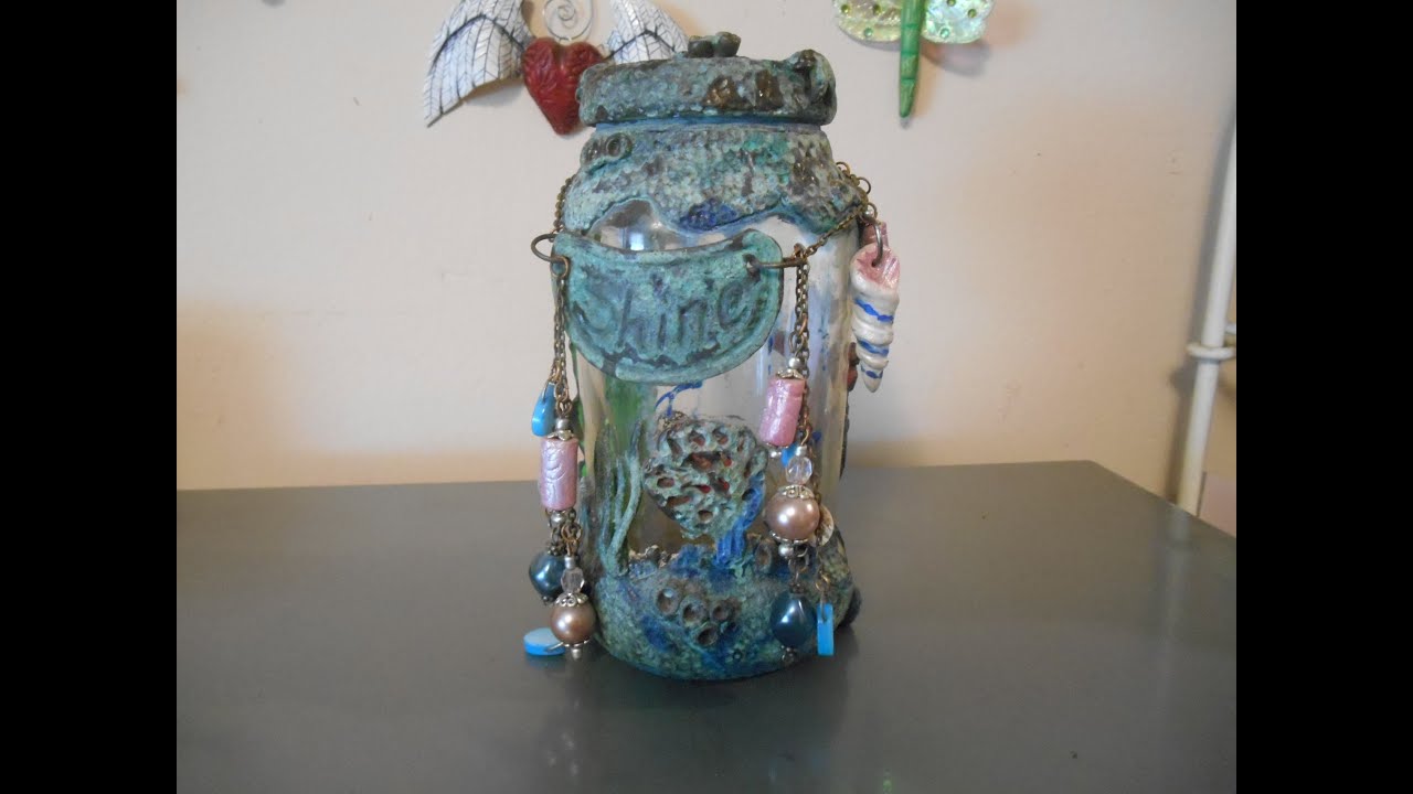 Glass Jar Art #polymerclay  #mixedmedia  #alteredart  Bottles #share