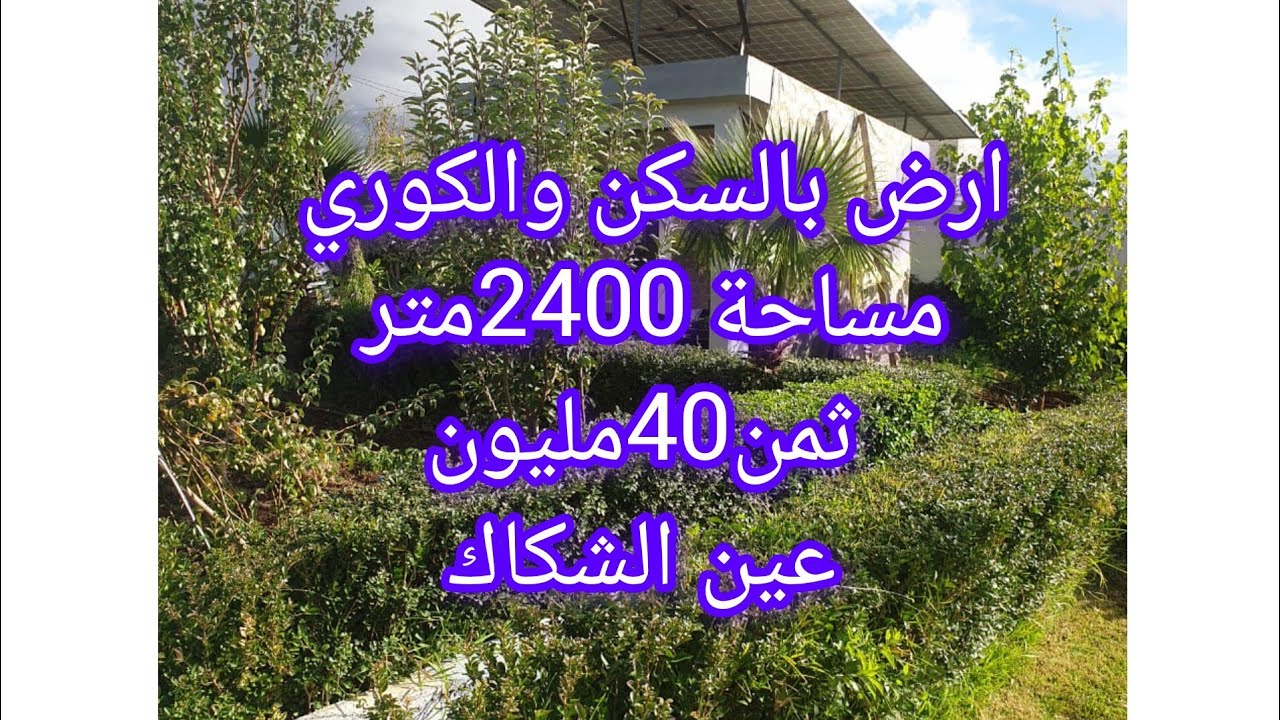 ارض للبيع بالسكن وكوري مساحة 2400متر ثمن 40مليون ،عين الشكاك نواحي فاس 0631303612