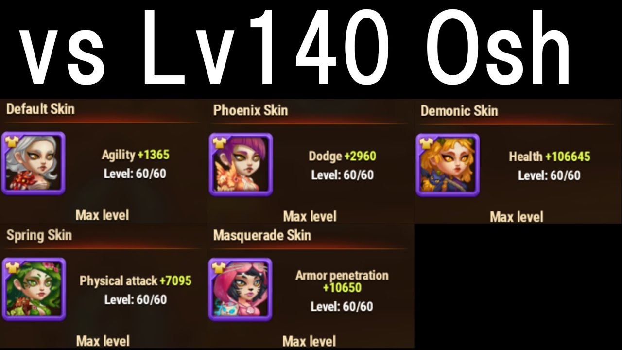 Lv140 Osh vs Qing Mao & Markus (Qing Mao's skins are all Lv60)