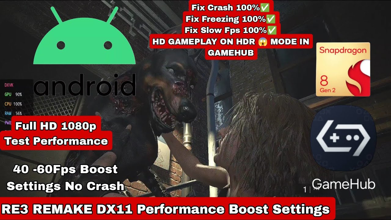 RE3 Remake DX11 | GameHub Ludashi v5.3.5 | Snapdragon 8 Gen 2 | New Turnip Driver MTR v1.8.3