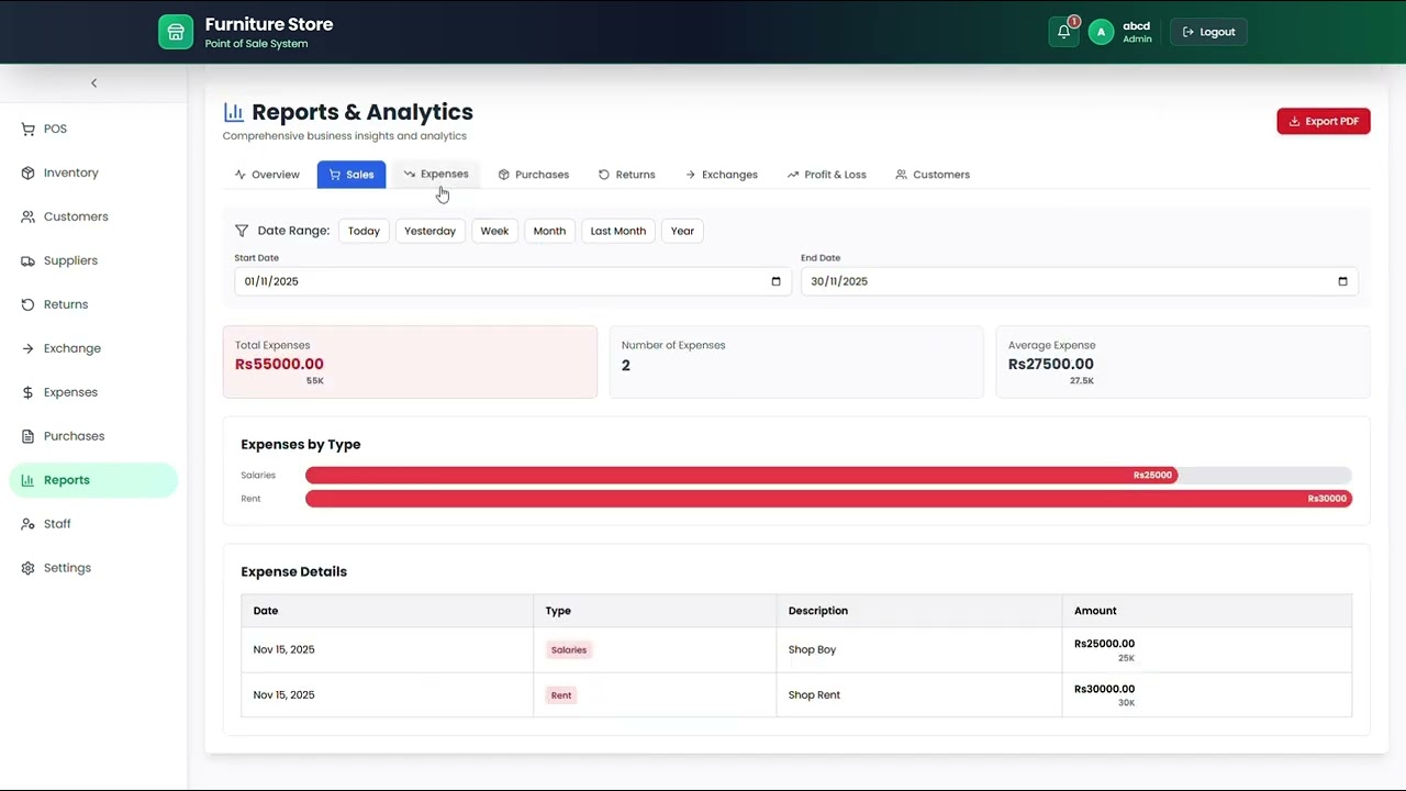 Furniture shop software for inventory management 