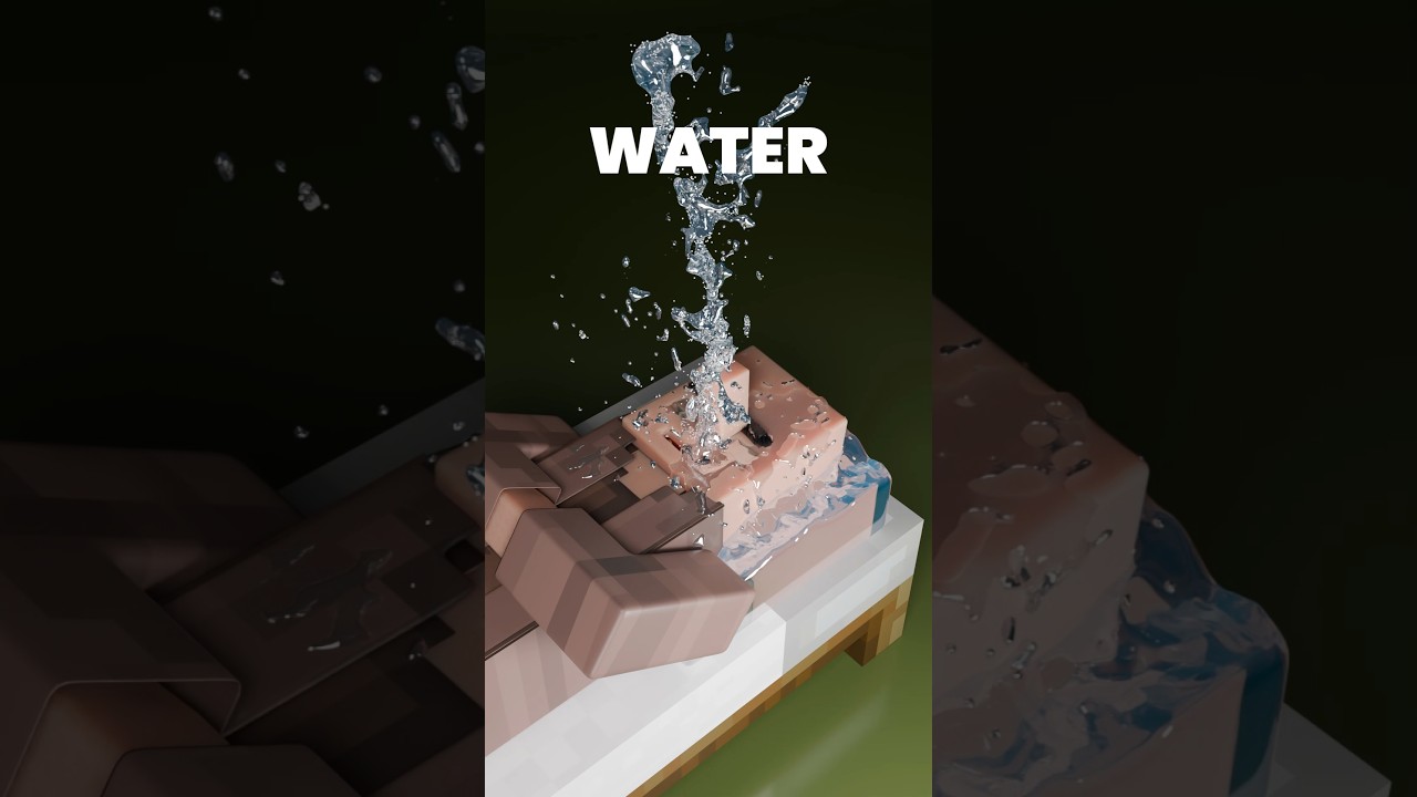 Drowning a Minecraft Villager #Blender #minecraft #satisfying #fluidsimulation
