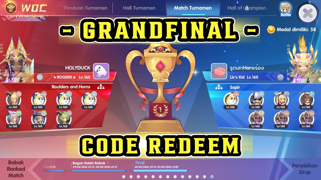 ROX CODE REDEEM GRANDFINAL WOC Y1S1 HOLYDUCK VS RED PANDA