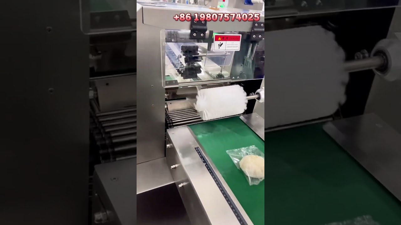 M&aacute;quina envasadora horizontal flow pack para pan, sistema autom&aacute;tico de corte de pan