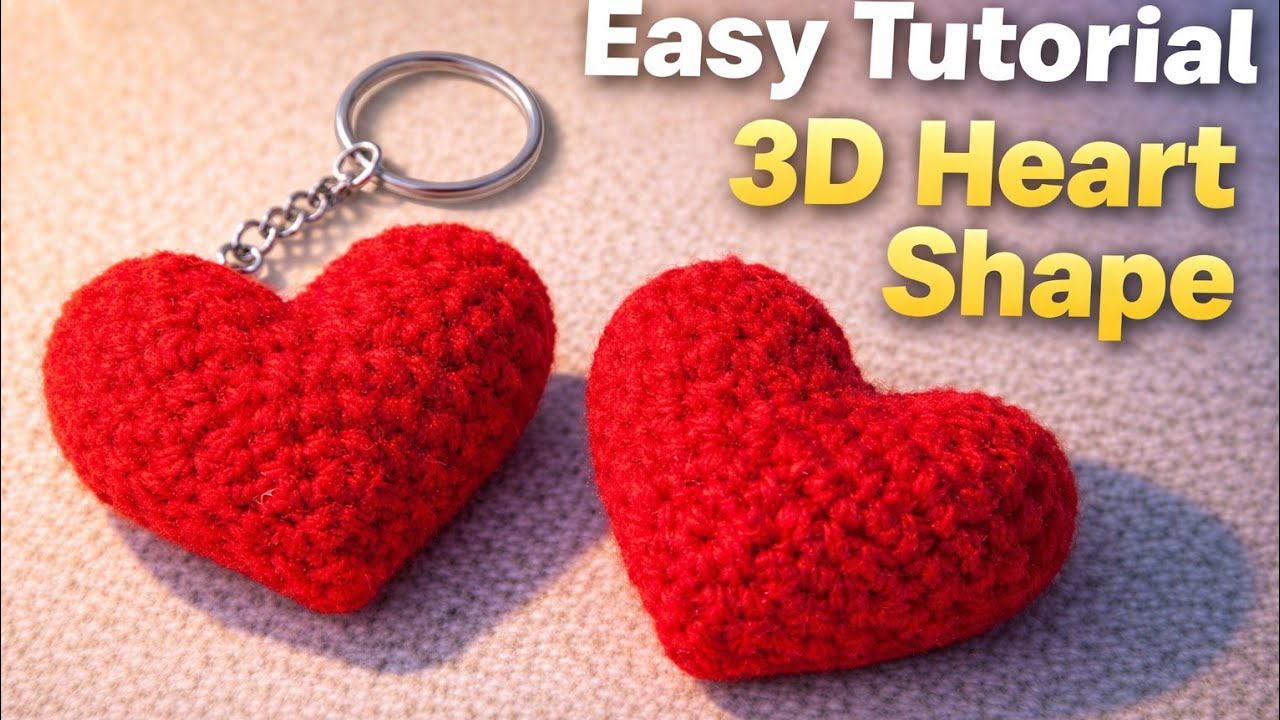 Easy 3D Crochet Heart Tutorial.