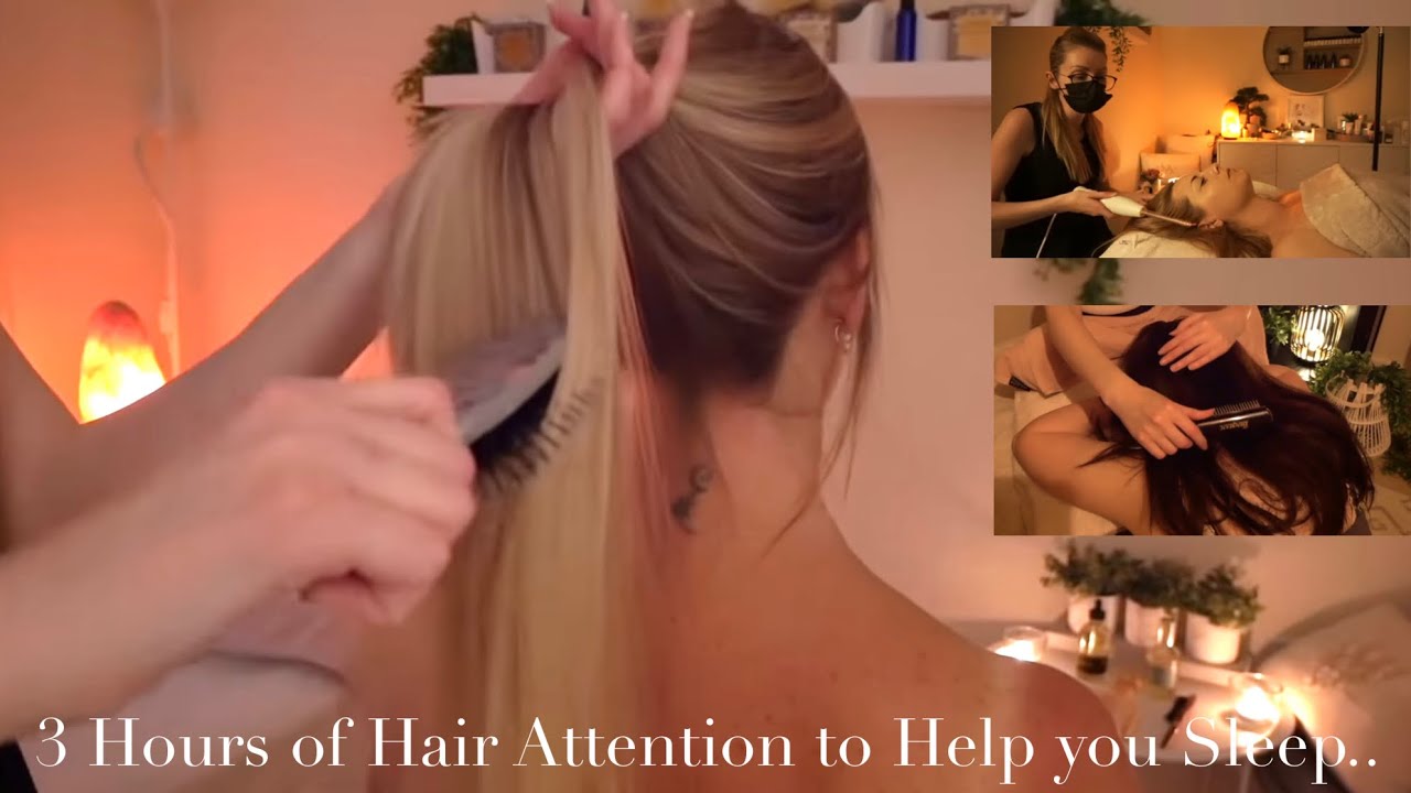 ASMR Three Hours of Heavenly Hair Brushing, Combing, Scalp Treatments & Massage To Sleep NO TALKING