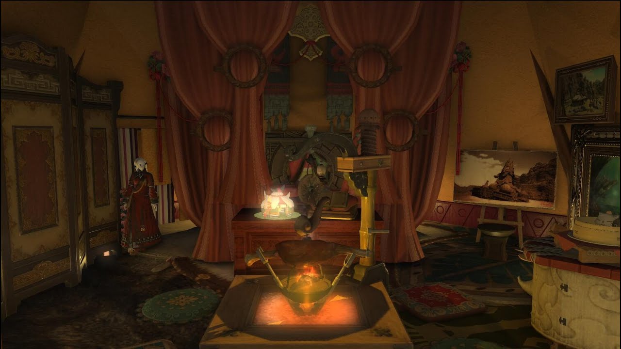 FFXIV/FF14 House/Housing-RE10(Grassland nomad tent, warm small interior, no filter)