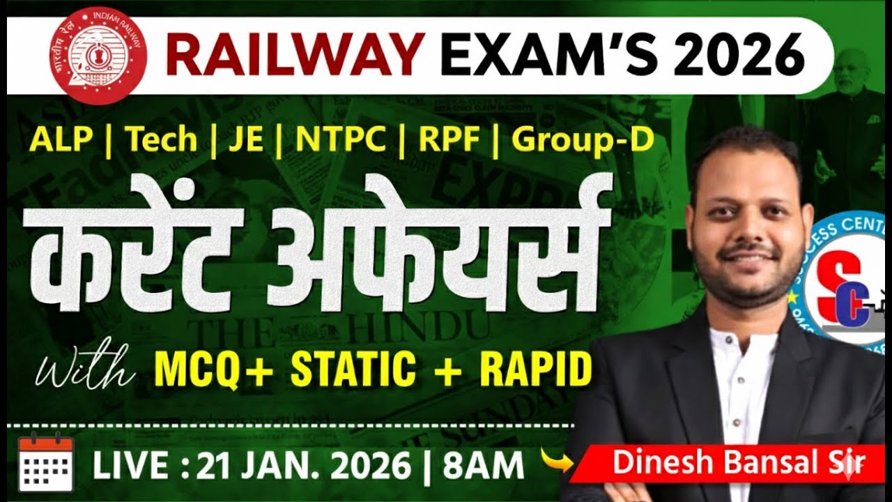 Railway Current Affairs | 21 January 2026 | Current Affairs Today | Current Affairs For Railway