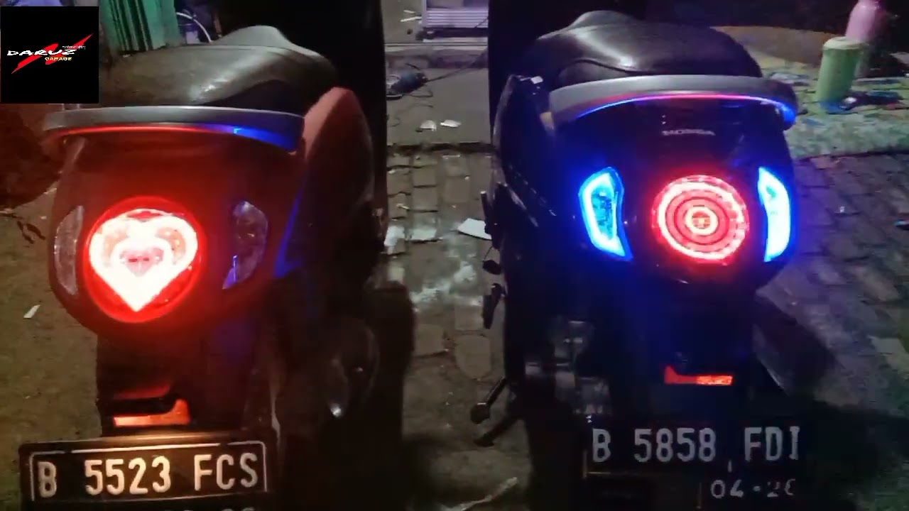 Lampu alis & Lampu stop motif ❤️ & 🌼 di Honda Scoopy new...