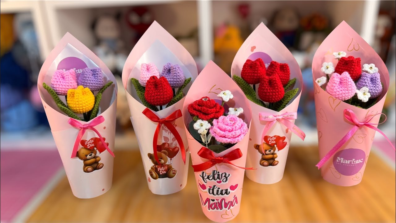 Hermoso Cono f&aacute;cil y r&aacute;pido de hacer para tus flores tejidas a crochet para mam&aacute; 