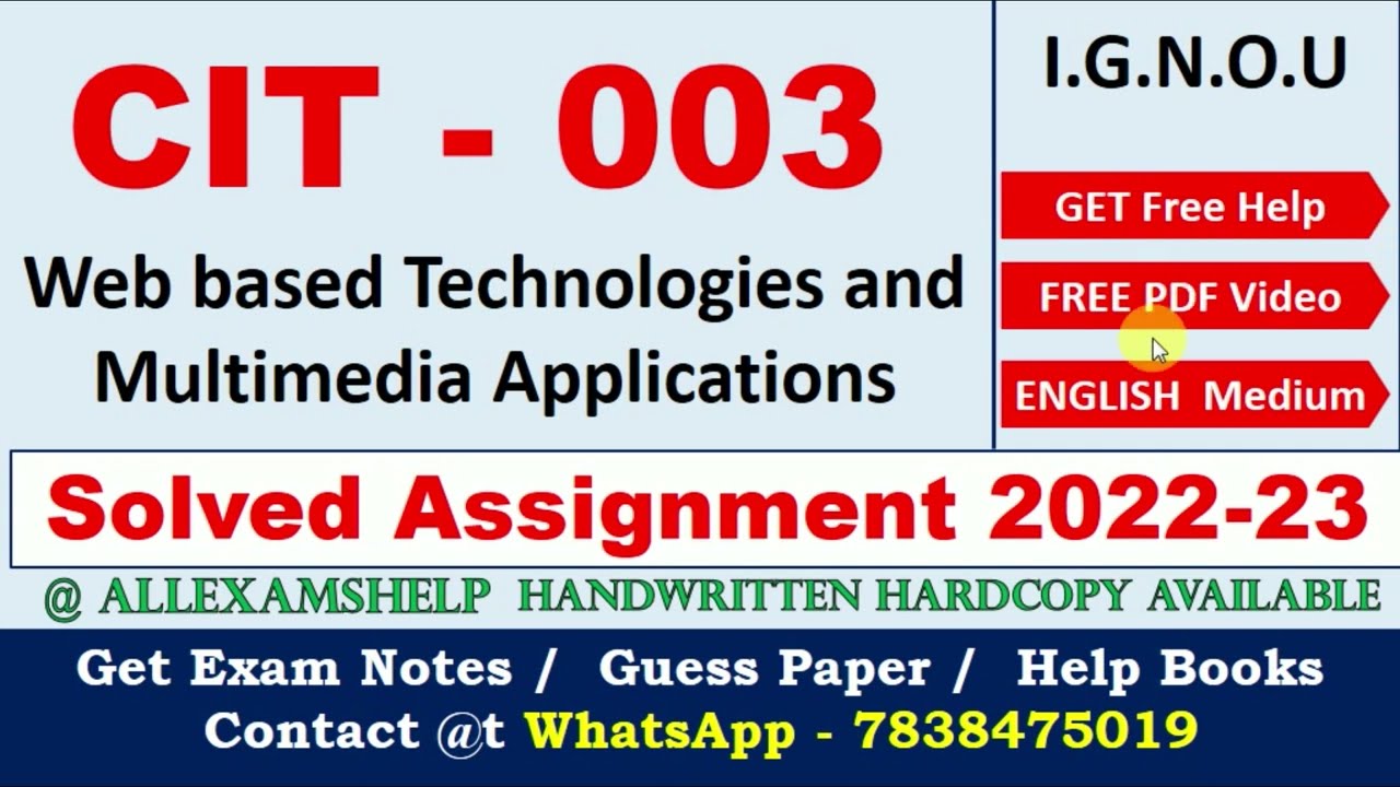 IGNOU CIT 003 SOLVED ASSIGNMENT 2022-23 | IGNOU MA Assignment 2022-23 | Get PDF @7838475019