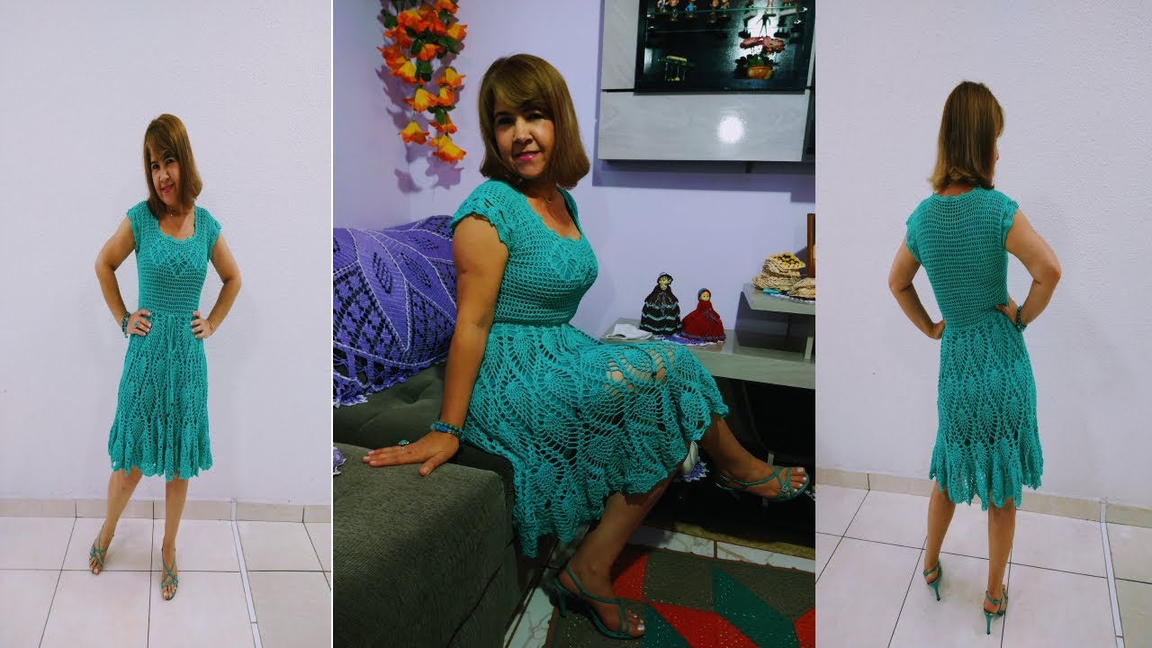 VESTIDO DE CROCHÊ RODADO TAMANHO GG