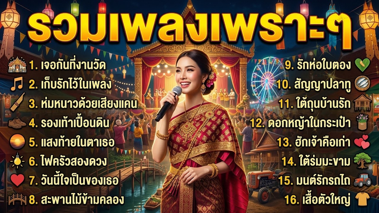 รวมเพลงเพราะๆ ลูกทุ่งรักหวานซึ้ง ฟังเพลินทั้งครอบครัว 2026 ไม่มีโฆษณาคั่นบ่อย