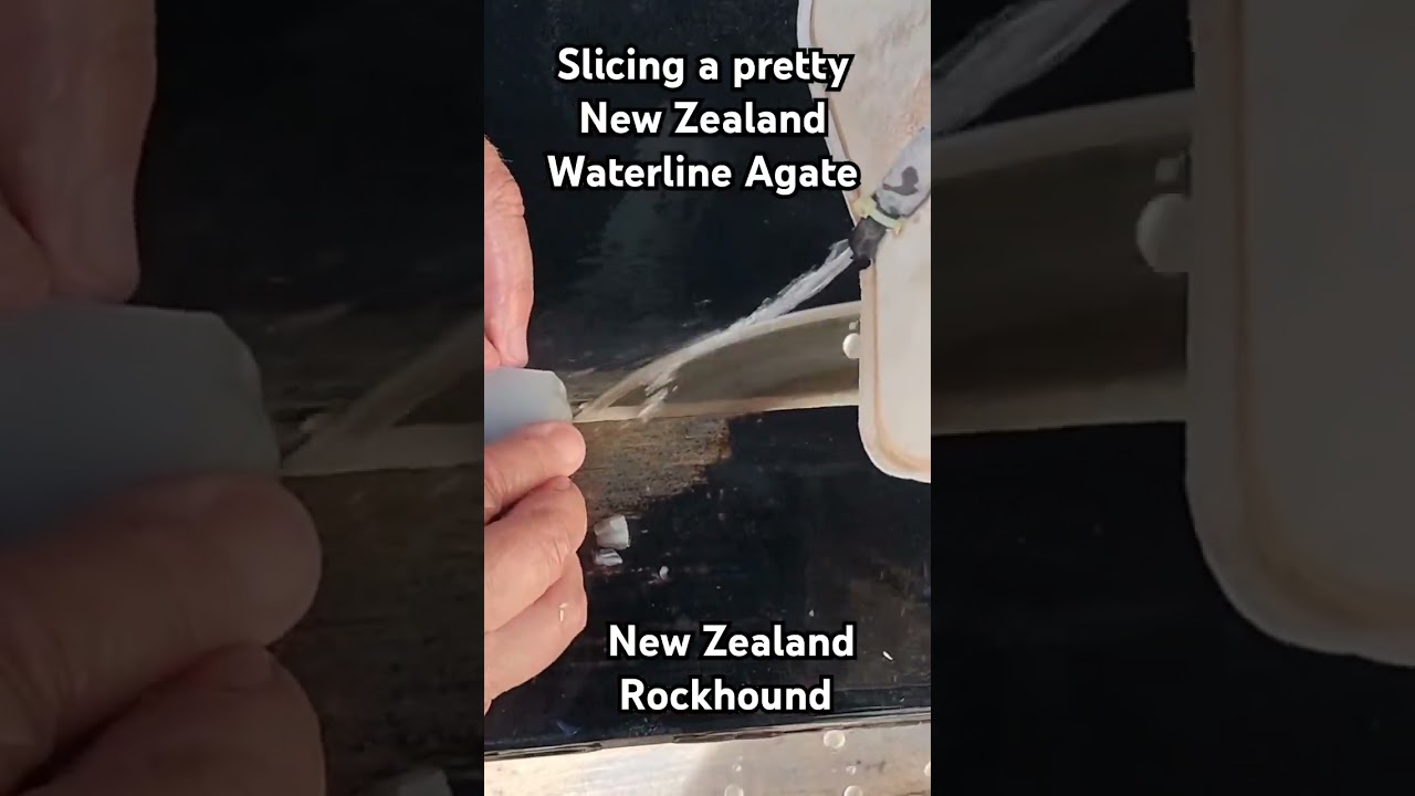 slicing a beautiful New Zealand waterline Agate #newzealandrockhound  #howtodcutastone #lapidary