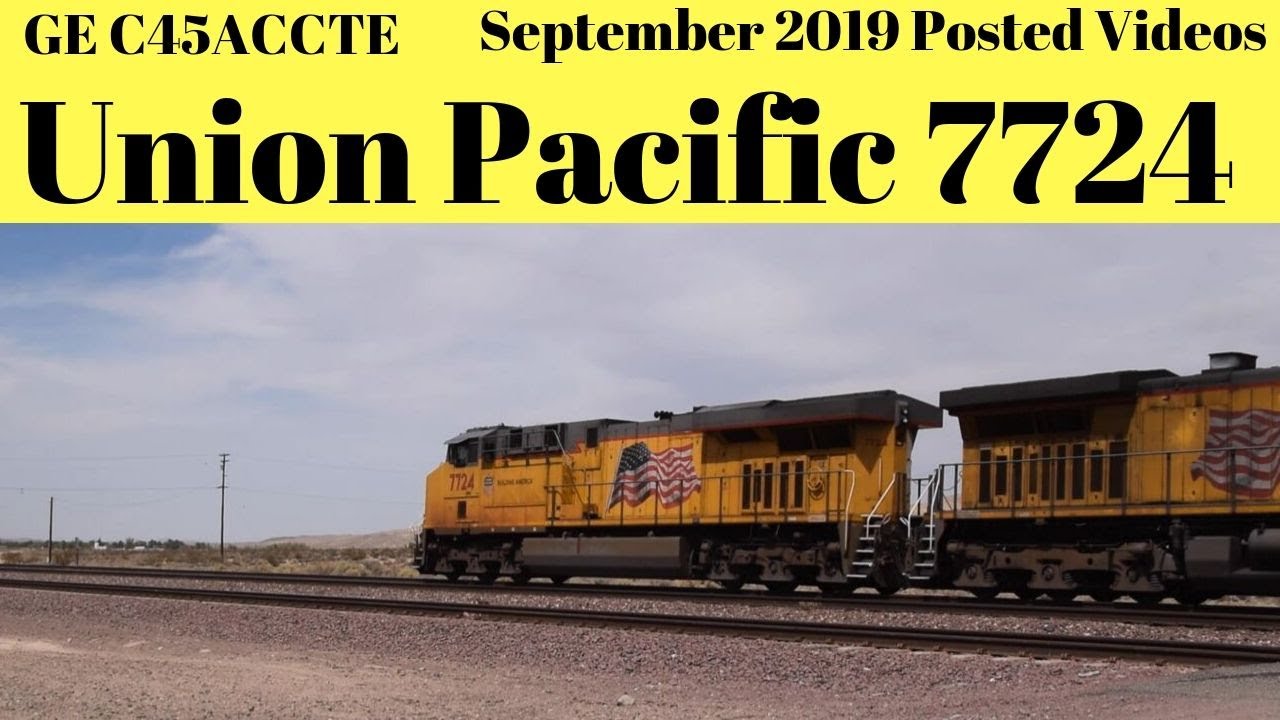 Westbound Mixed Freight Train GE C45ACCTE UP 7724 Union Pacific Railfanning