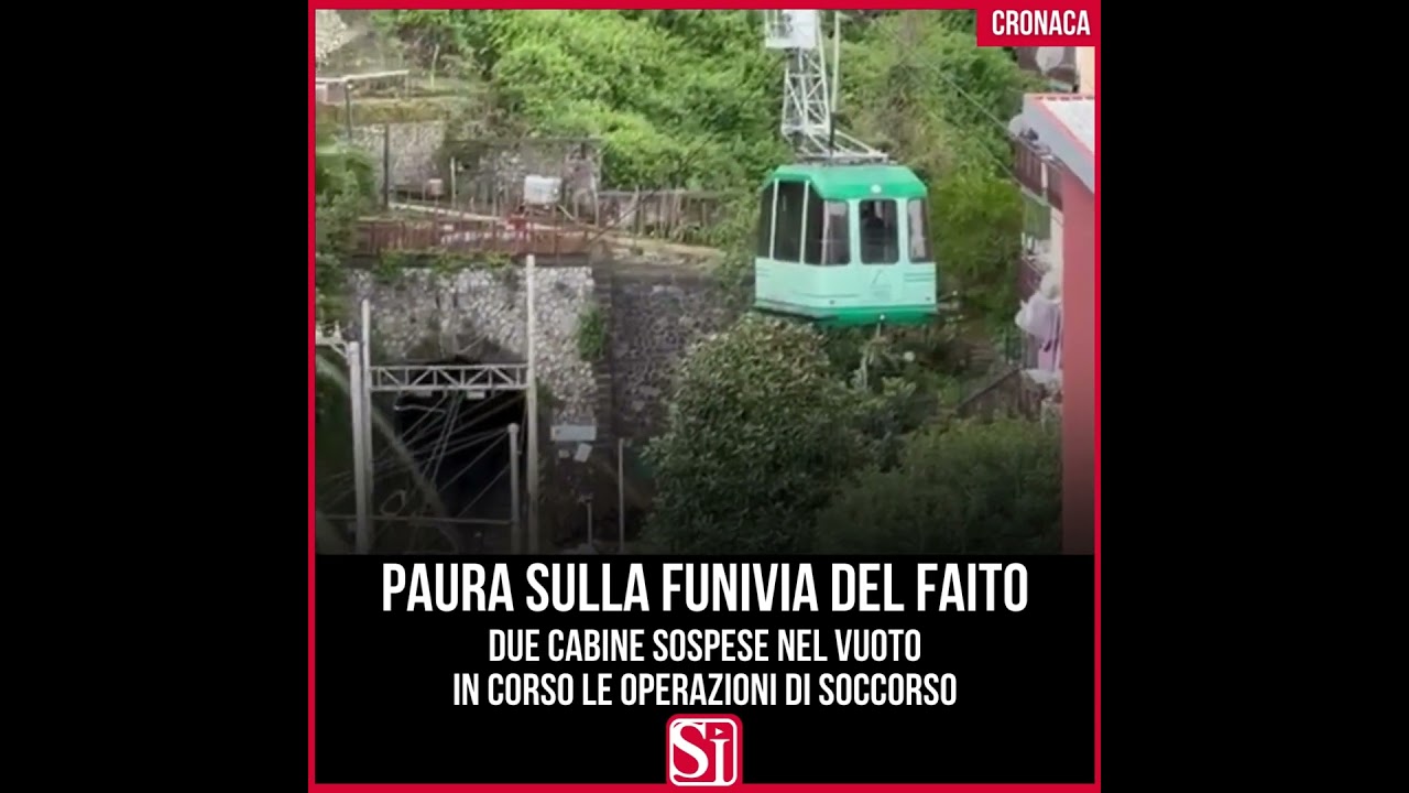 Guasto alla Funivia del Faito: cade un cavo, passeggeri sospesi in aria nella cabina a valle
