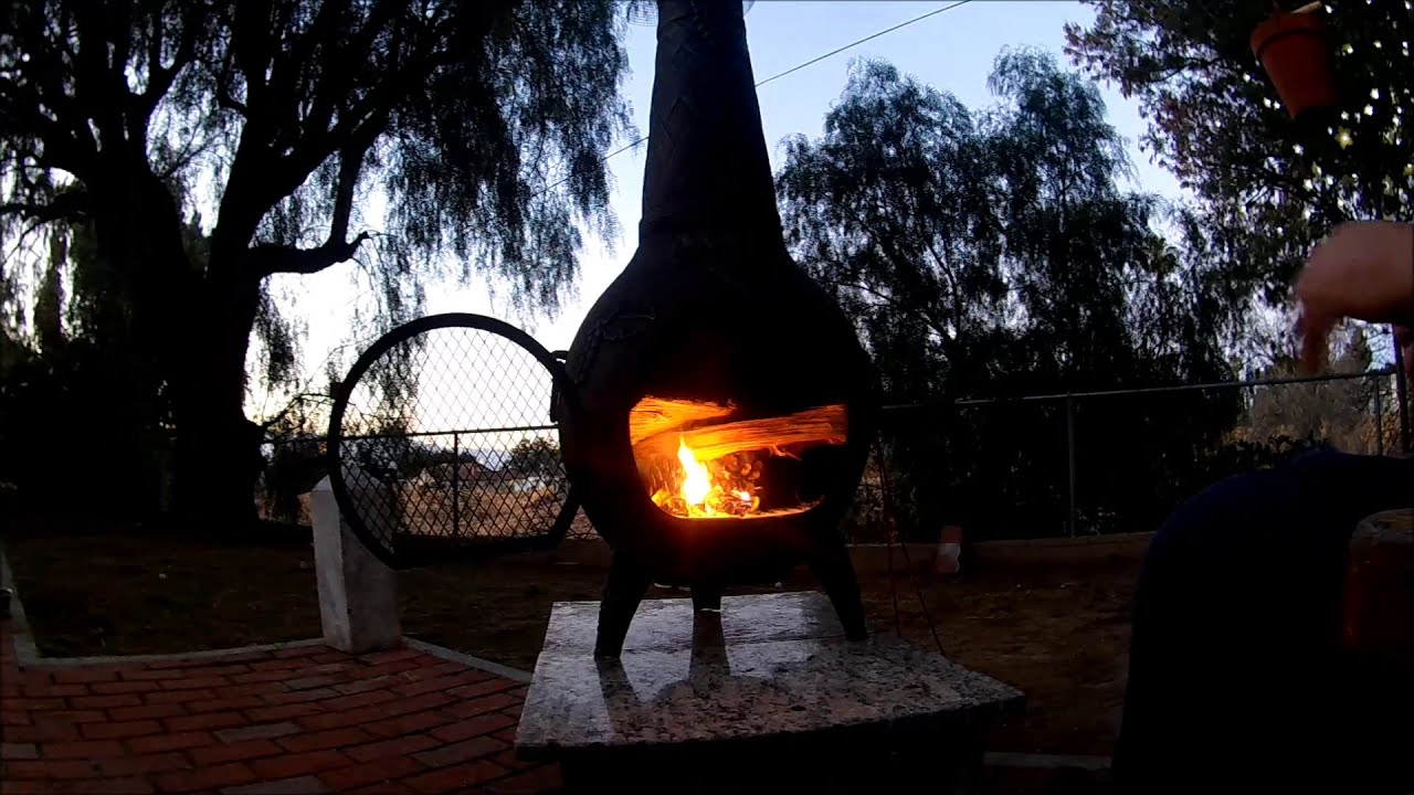 Lighting the fire (new chiminea) Blue Rooster
