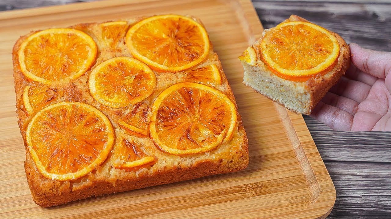 Рецепт апельсинового пирога без яиц | Апельсиновый перевернутый пирог | Вкуснятина