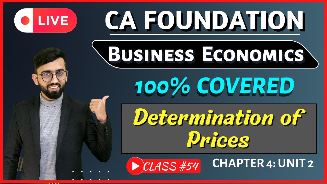 One Shot of Determination of Prices CA Foundation | Business Economics CA Foundation | Ch-4 Unit 2 |