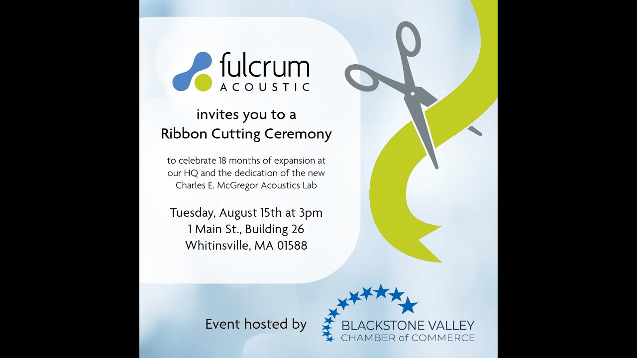 Live Stream: Charles E. McGregor Acoustics Lab Ribbon Cutting Ceremony at Fulcrum Acoustic