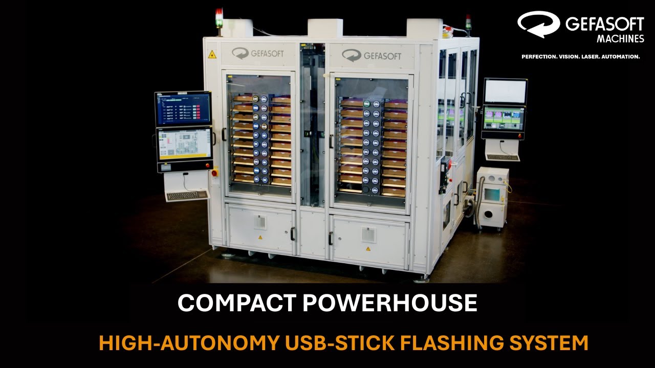 Compact Powerhouse: High-Autonomy USB-Stick Flashing System by GEFASOFT Machines