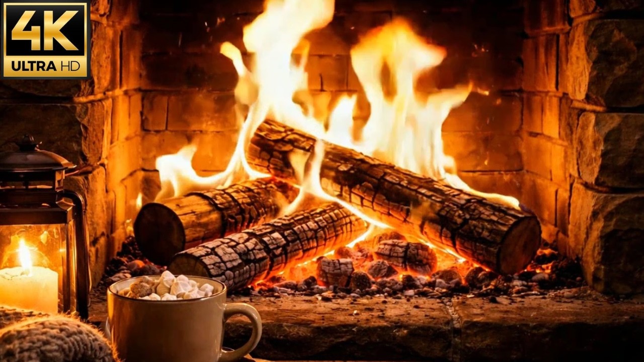 No Ads Fireplace Burning Logs, Crackling Sounds, and the Serenity of Pure Relaxation