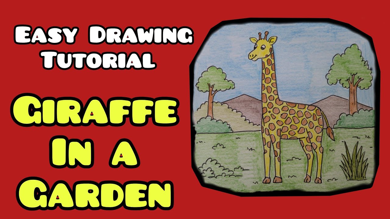 Easy Drawing : Giraffe in a Garden | Step by Step Tutorial | @KalakritArtStudiobyKanika 