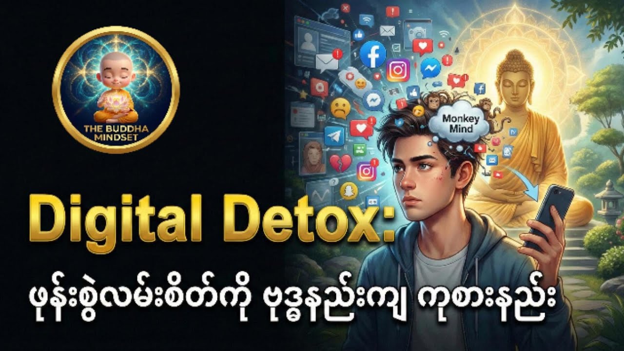 ဖုန်းသုံးလွန်းလို့ စိတ်မွန်းကြပ်နေလား? ဗုဒ္ဓနည်းကျ ကုစားနည်း (Digital Detox & Mindfulness)