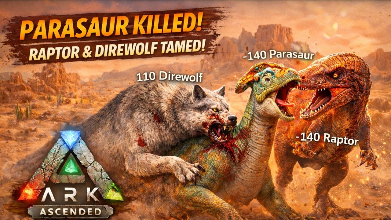 Scorched Earth Survival Twist 🌵🔥 | Raptor & Direwolf Tame | ARK Ascended