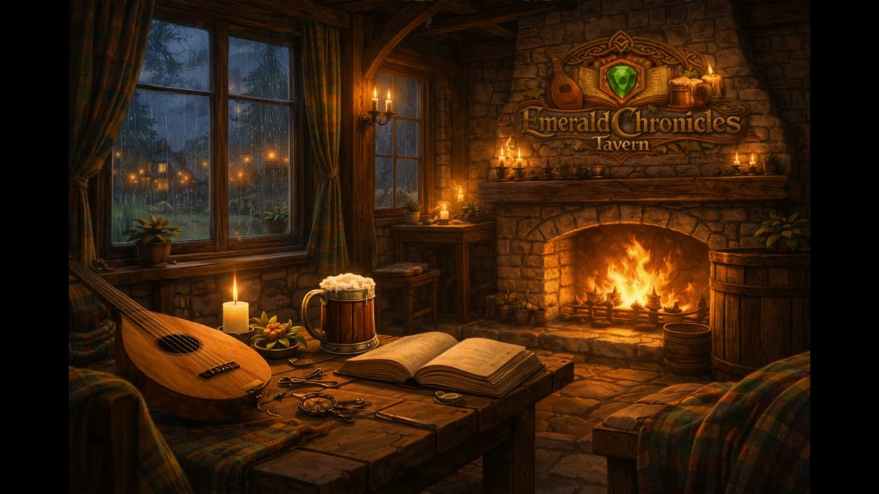 🔥 Cozy Fireplace Celtic Tavern | Relaxing Irish Instrumental