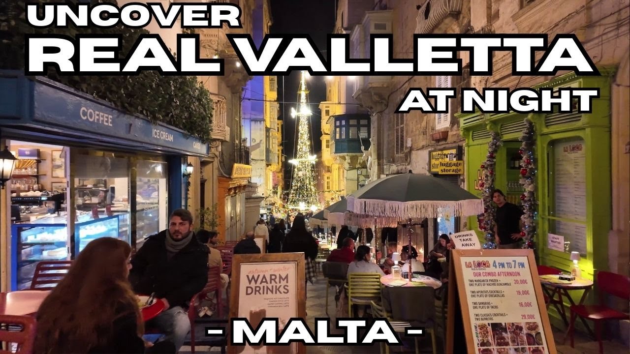 Valletta at Night | Festive Season Walking Tour in Malta | 4K Travel Documentary