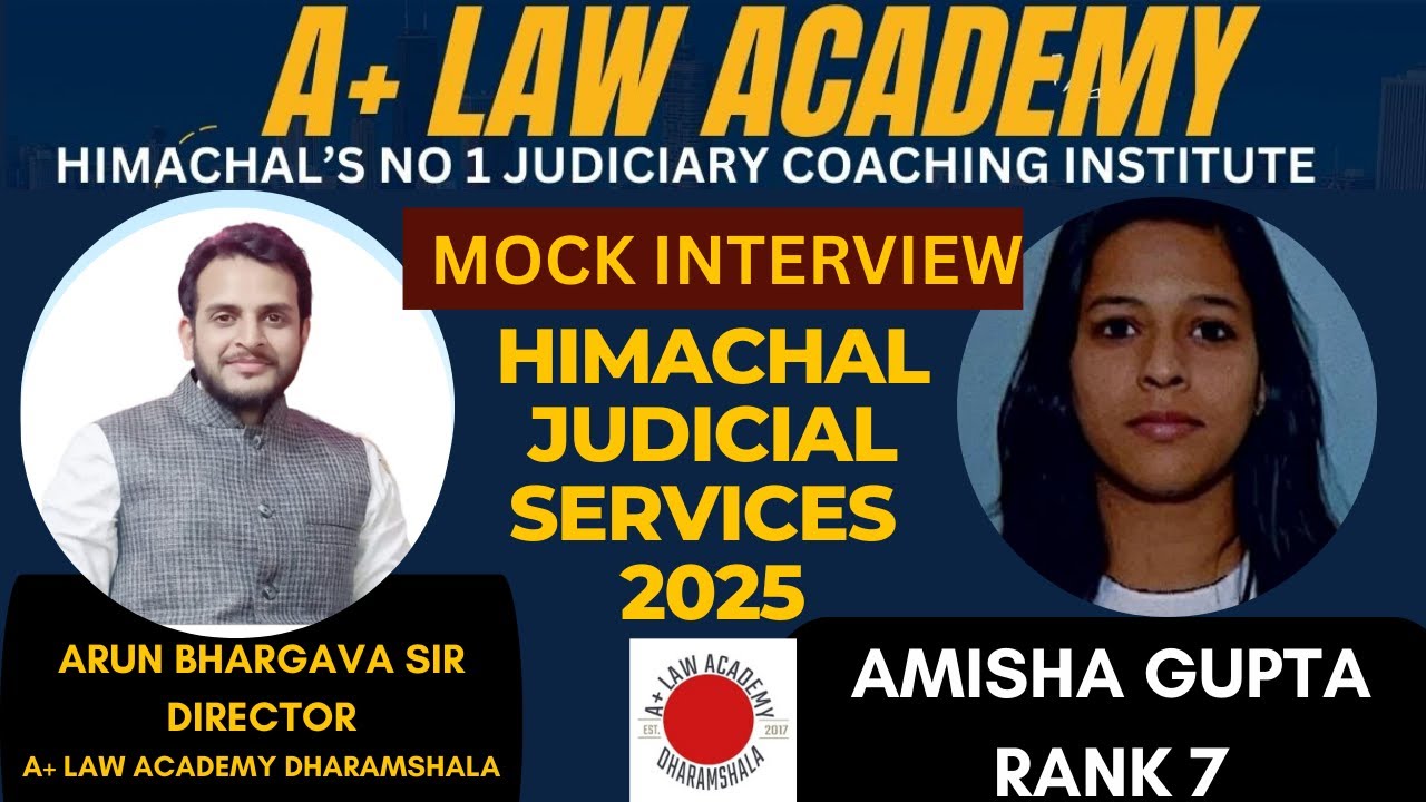 Amisha Gupta Rank 7, Mock Interview |  Himachal Judicial Services 2025  | Arun Bhargava