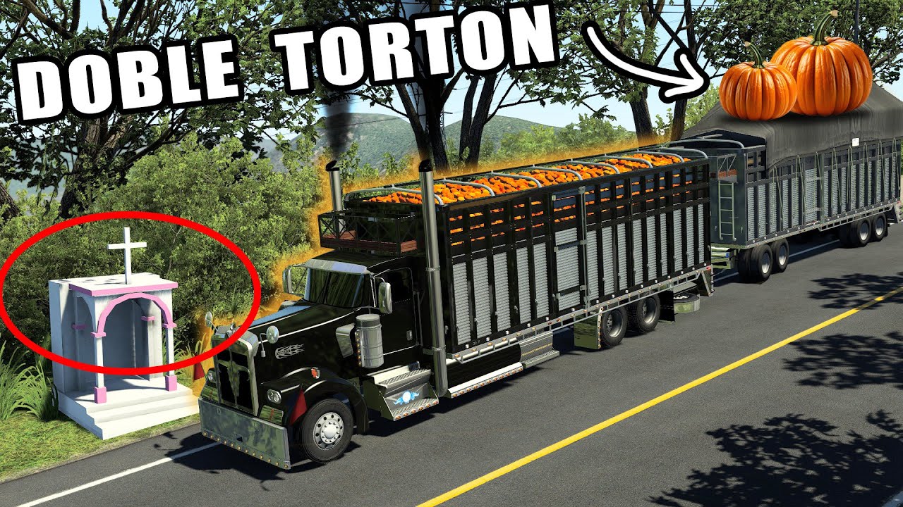 TORTON DOBLE Transportando CALABAZAS y Mandarinas Kenworth W900 en Jalisco American Truck Simulator