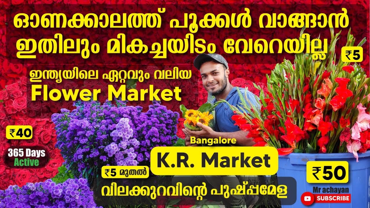 ഇന്ത്യയിലെ ഏറ്റവും വലിയ FLOWER MARKET. വിലക്കുറവിന്റെ വിസ്മയം | KR MARKET BANGALORE. cheap rate