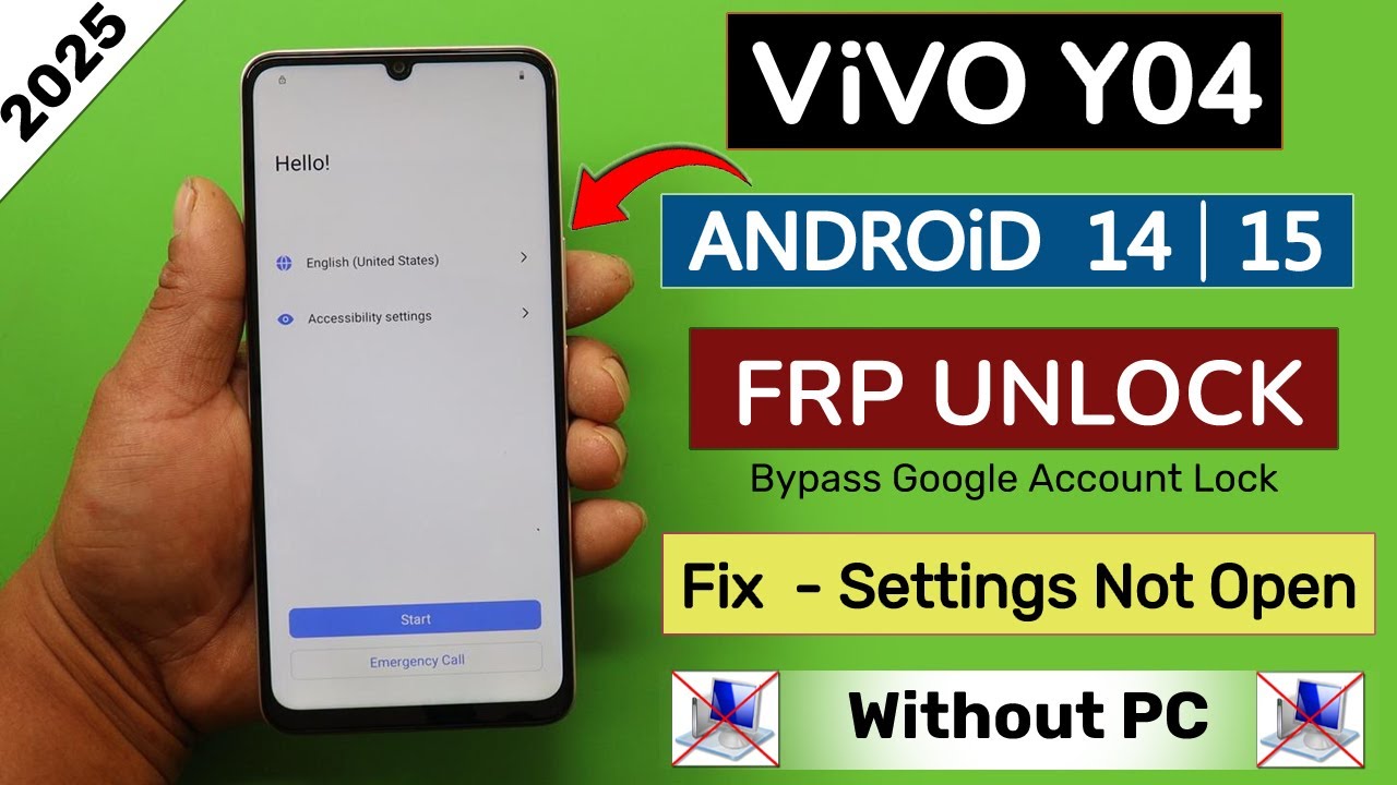 ViVo Y04 Android 14 Frp Bypass/Unlock Without PC - Settings Not Open / Without Pin Lock Sim 2025