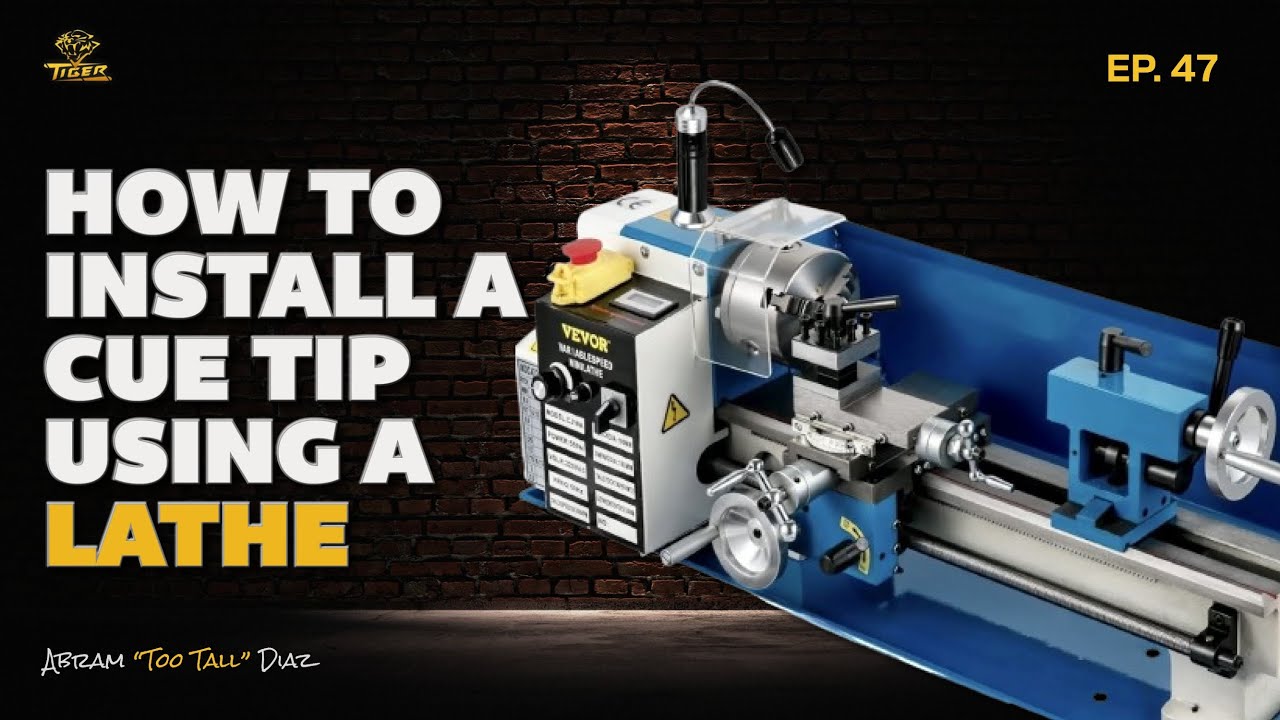 How to install a tip on a pool cue using a lathe