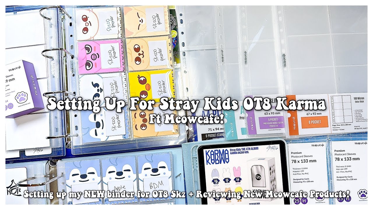 Setting Up For Stray Kids OT8 Karma Ft Meowcafe! ✰ My New Binder for OT8 Skz + New Meowcafe Products