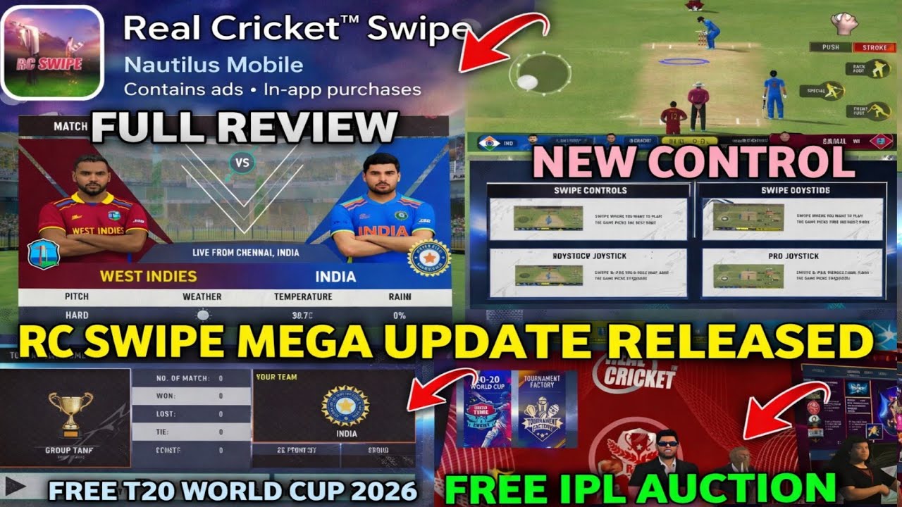 Real Cricket Swipe Mega Update Finally Released Full Review With IPL Auction Update !